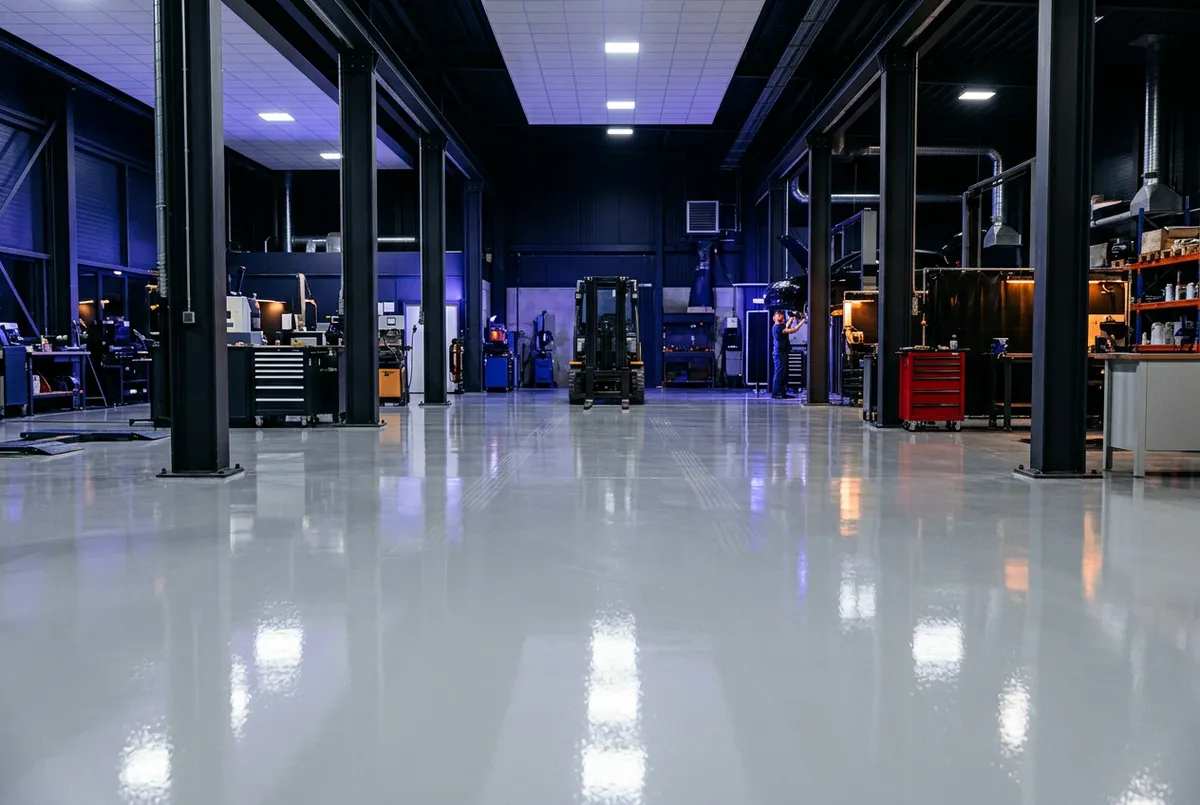 Commercial-grade industrial polyaspartic coating installed in Louisville garage facility