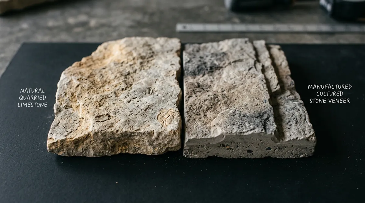 Natural quarried limestone vs manufactured cultured stone veneers in architectural masonry