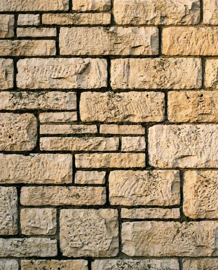 Hand-cut Kentucky limestone masonry wall and structural ashlar stonework for historical distillery building in Bardstown
