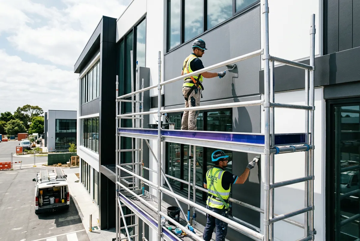 Commercial painting contractors on site for PM Painting client project