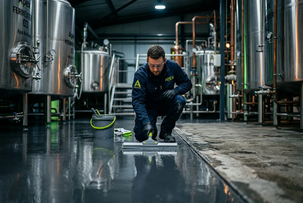 Heavy-duty industrial floor coating in a Louisville manufacturing and distillery facility