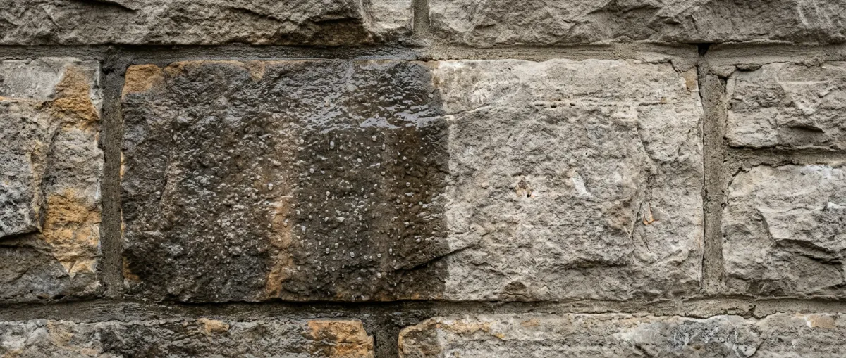 Breathable siloxane water repellent application on stone foundation wall