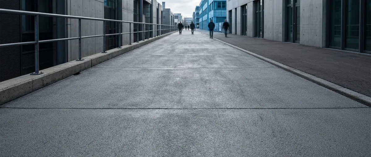 Concrete walkway armor coating continuous high-traffic path