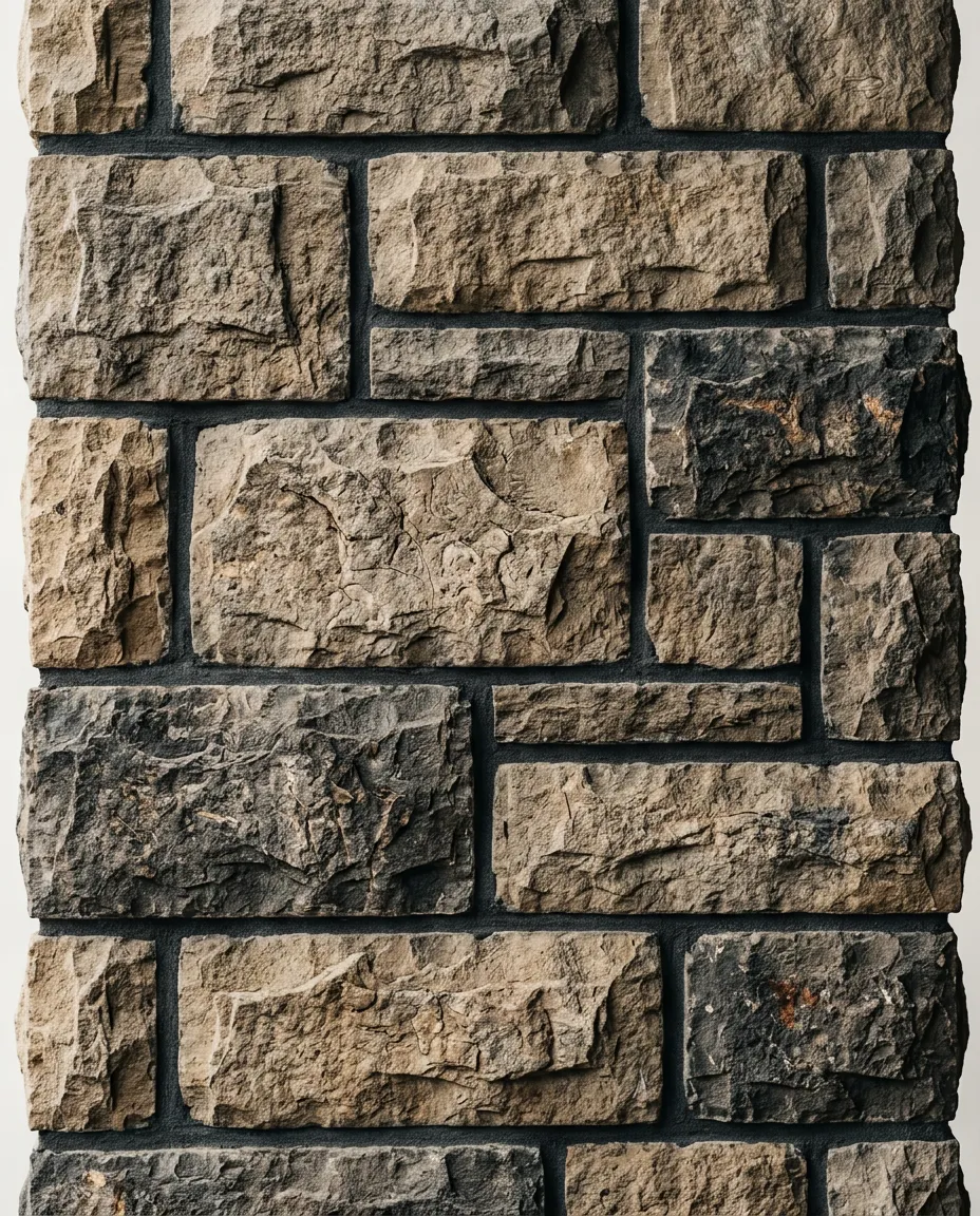 Detailed stone masonry mortar joints and textured Kentucky limestone construction