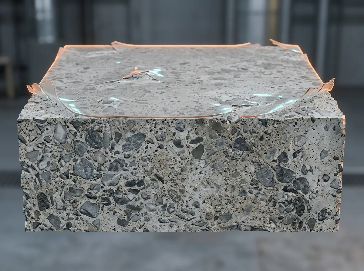 Cross section diagram of concrete with thin liquid sealer wearing away