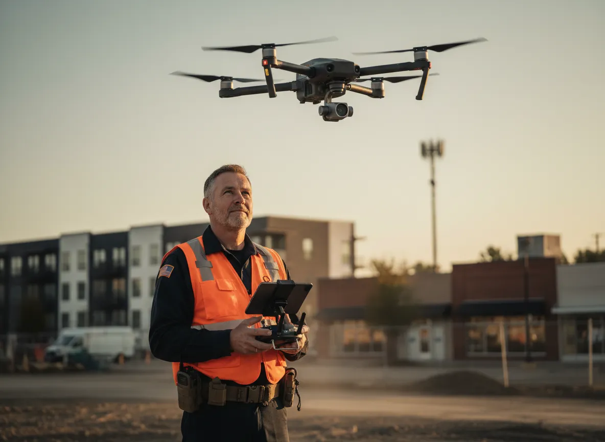 Founder of Stateline Deer and Pet Recovery operating a drone in safety gear