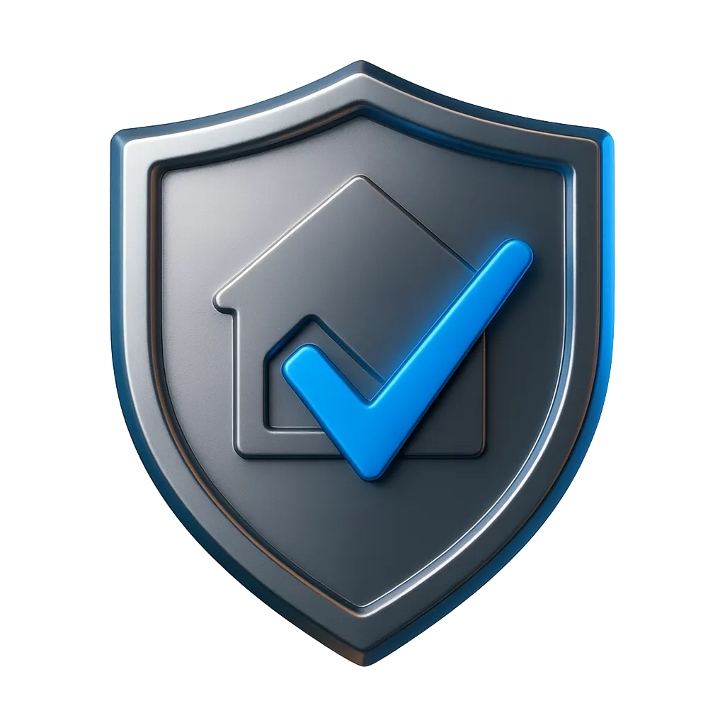 Premium cutout visual of a verified property badge or shield