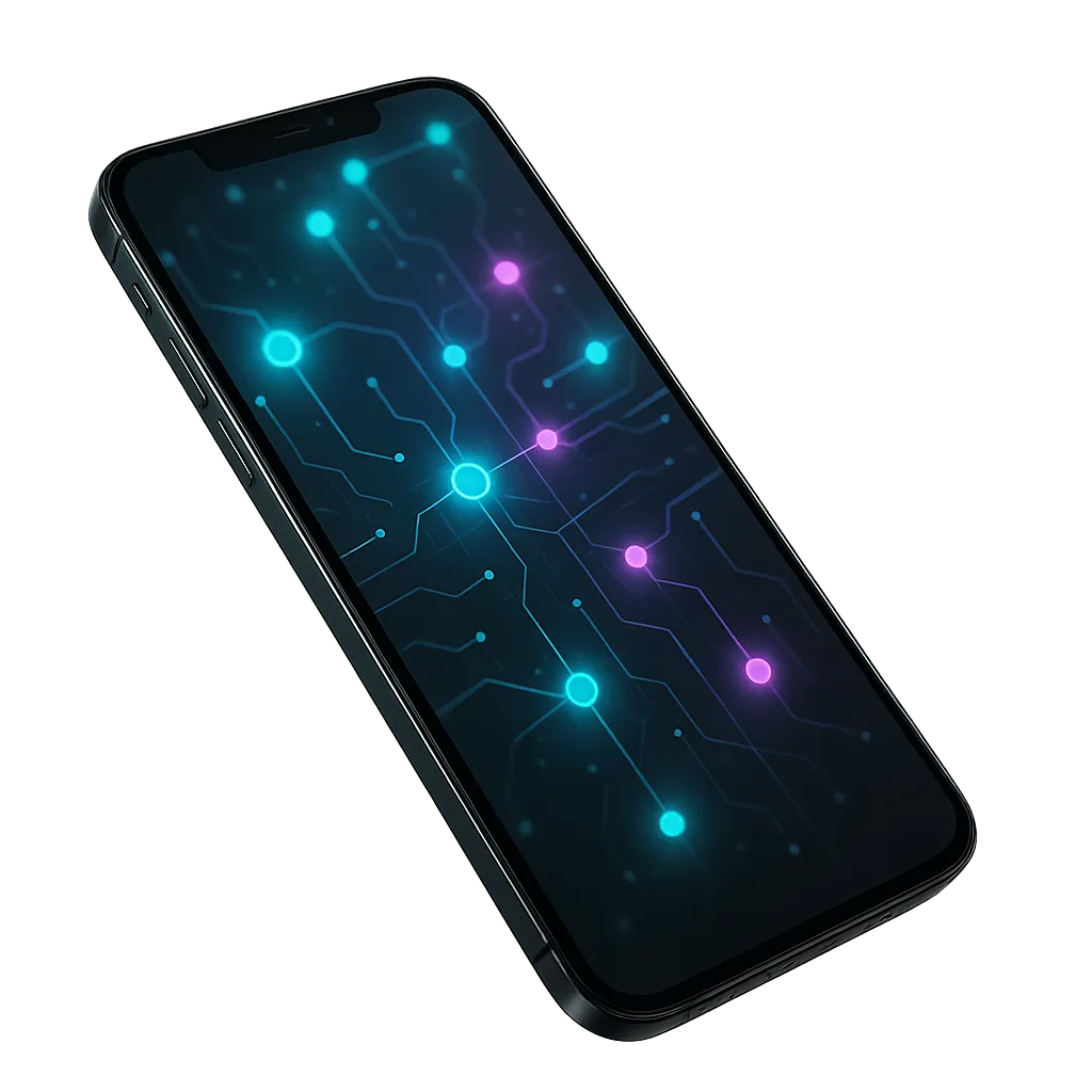Smartphone moderno con interfaz de chat de WhatsApp automatizado con Inteligencia Artificial y CRM
