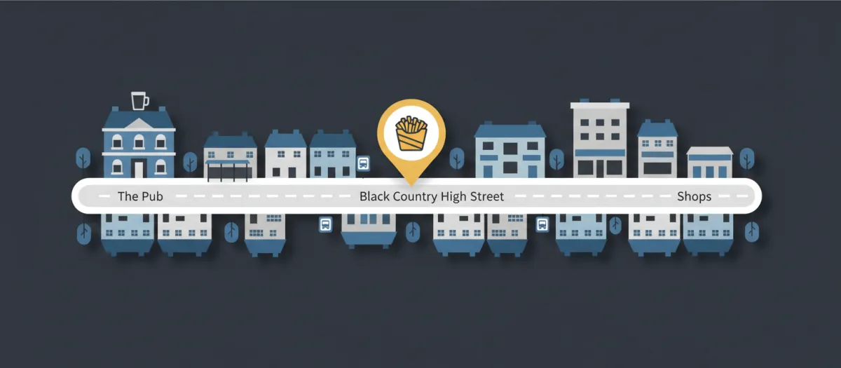 Map-style illustration showing the local area around Black Country Chippy