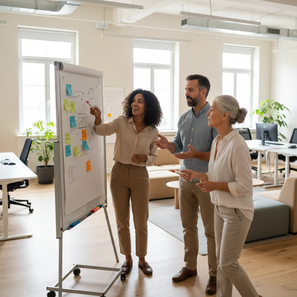 Creative team brainstorming messaging