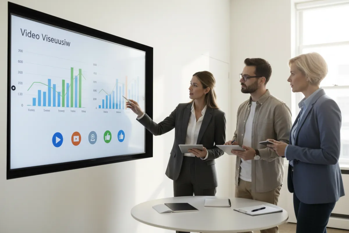 Team analyzing video distribution strategy