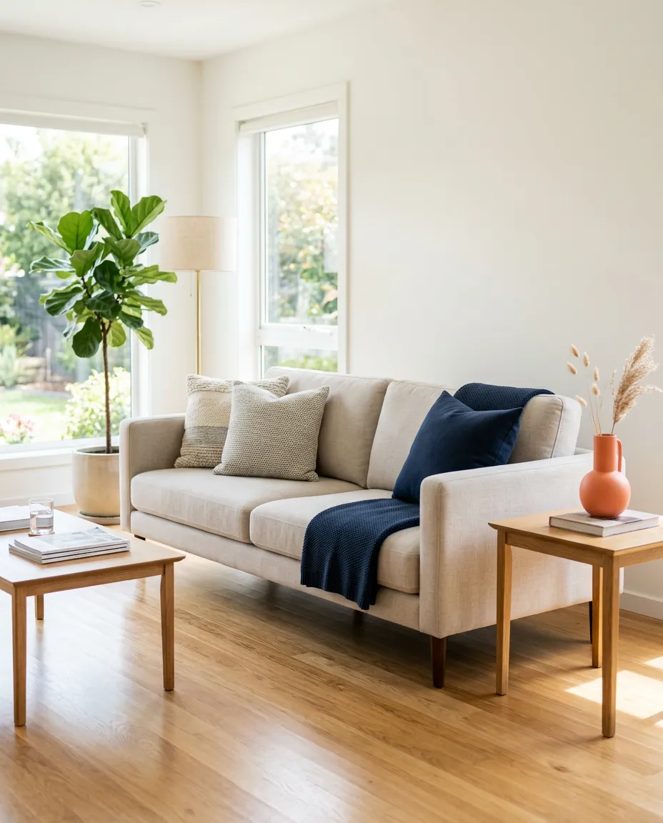Pristine, professionally cleaned living space with spotless surfaces and abundant natural sunlight