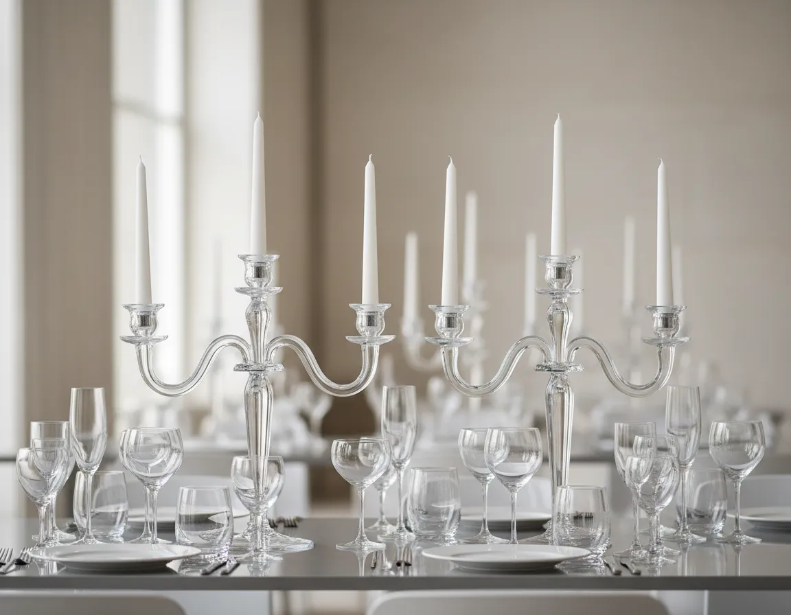 Modern glass candle table centerpiece Detroit event