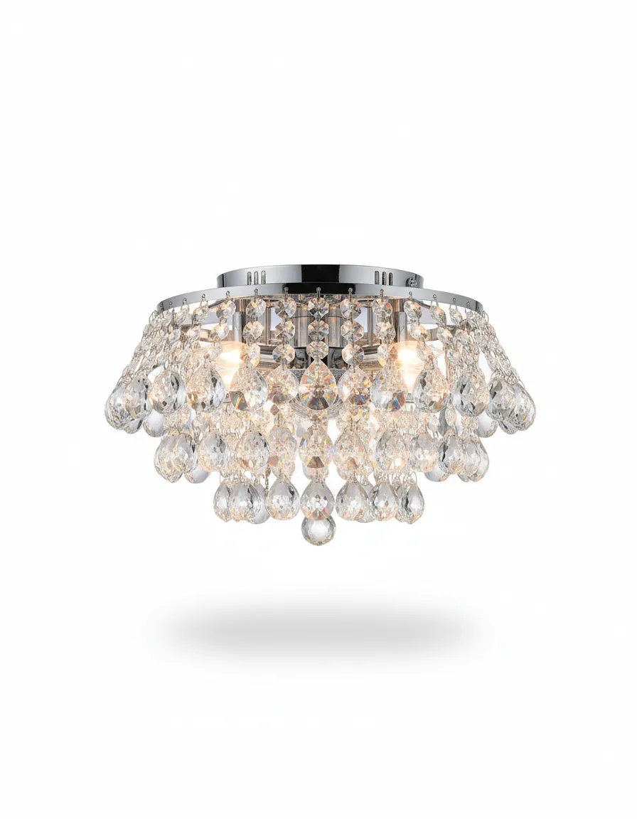 1 tier crystal chandelier rental on white background in Detroit
