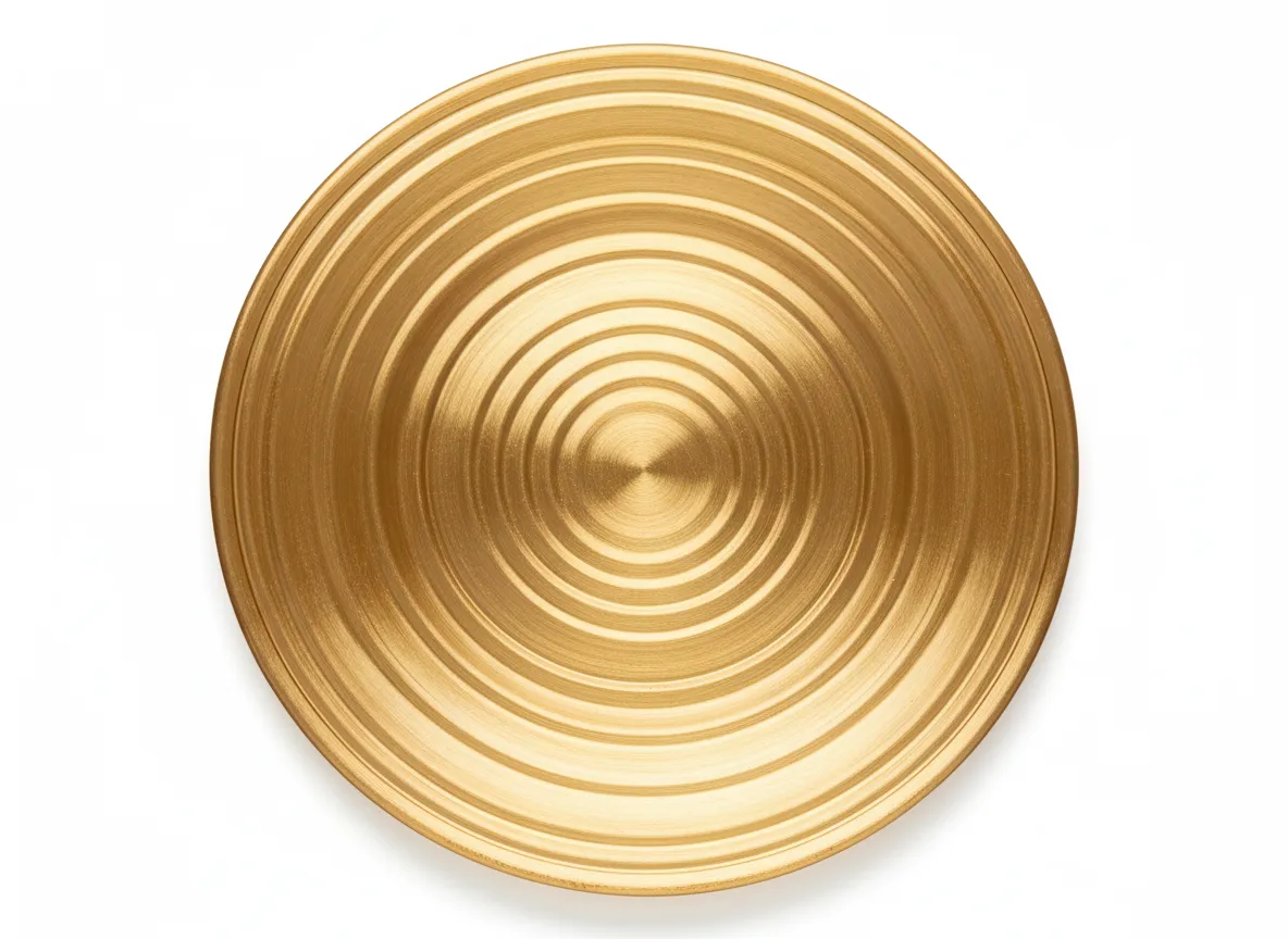 Gold glass spiral charger plate rental Detroit close up