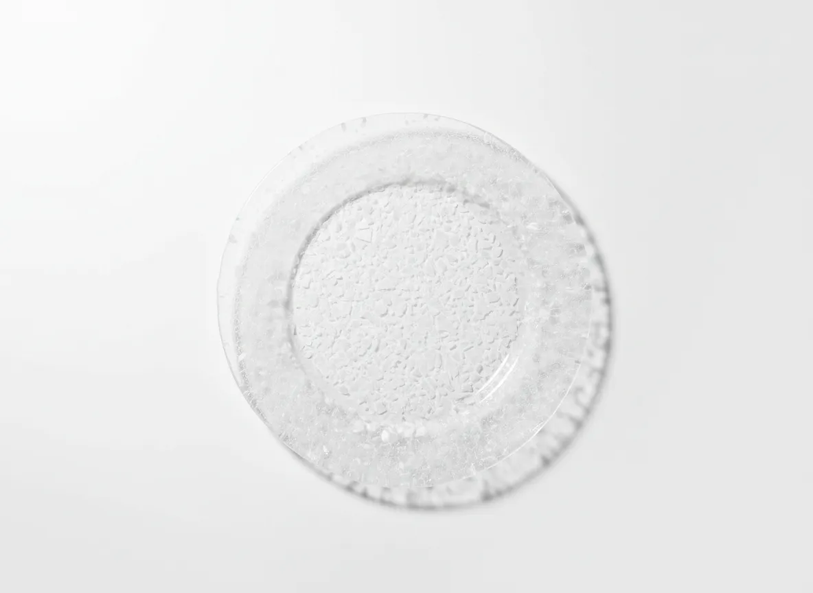 White glass flake charger plate rental Detroit top view