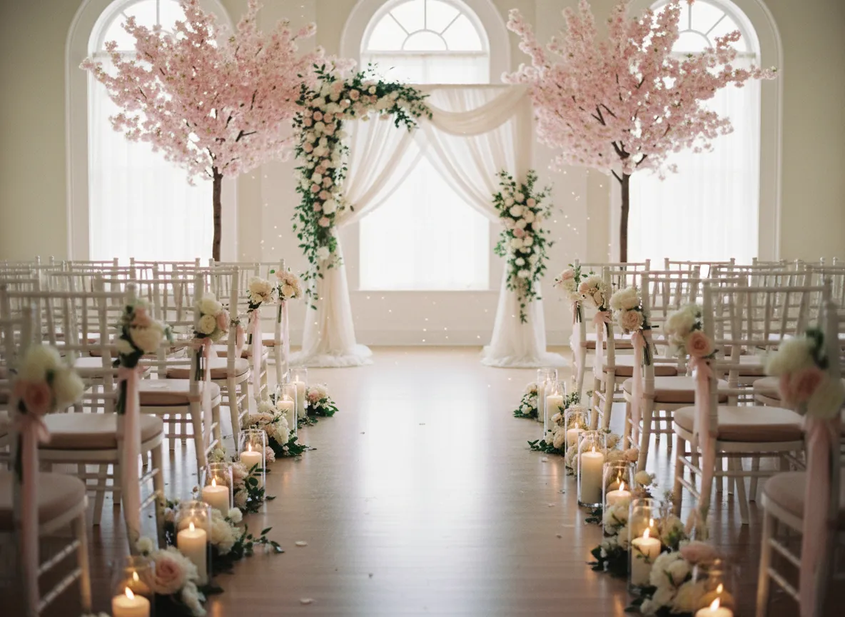 Elegant wedding ceremony setup with chairs and decor in Metro Detroit