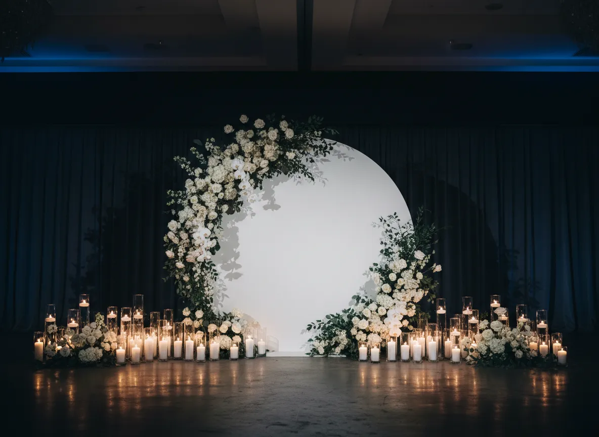 Round backdrop wall for ceremony or photo install