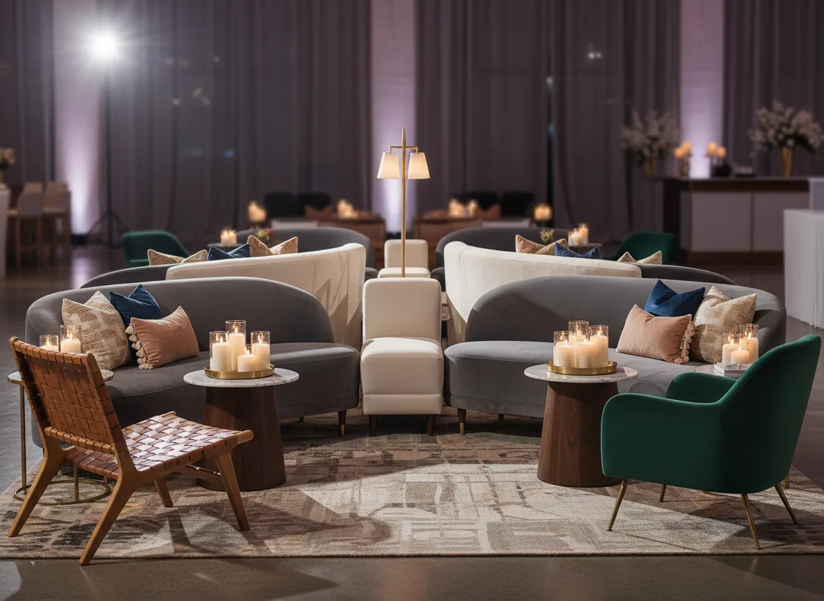 Lounge seating rental setup Detroit