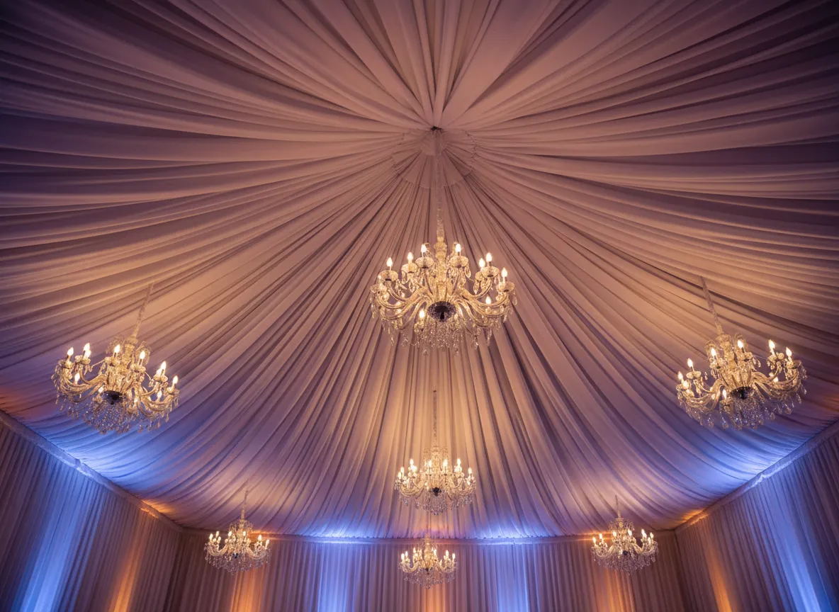 Ceiling decor and draping installation Detroit