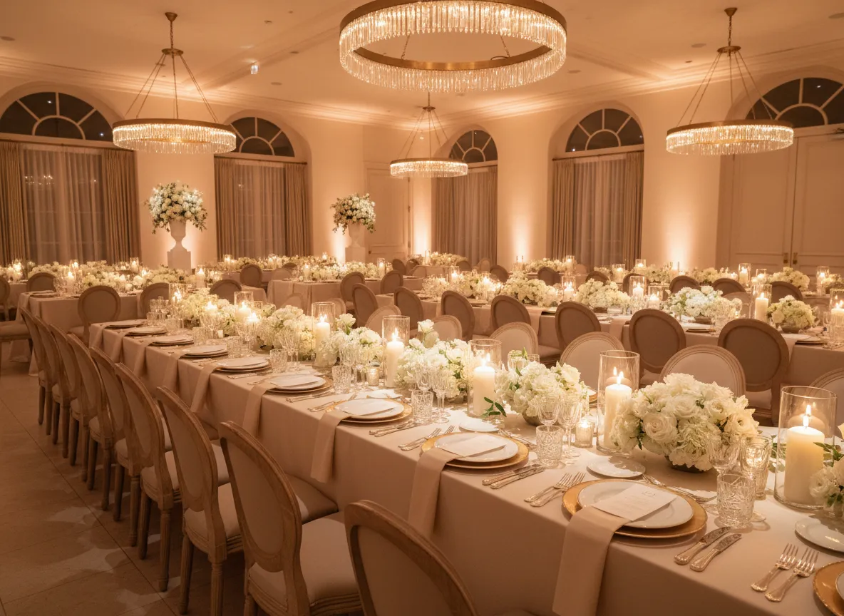 Luxury wedding reception rental setup in Metro Detroit