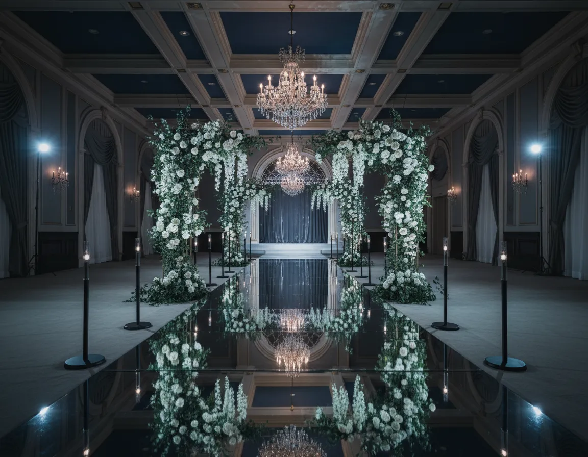 wedding runway mirror Detroit grand entrance