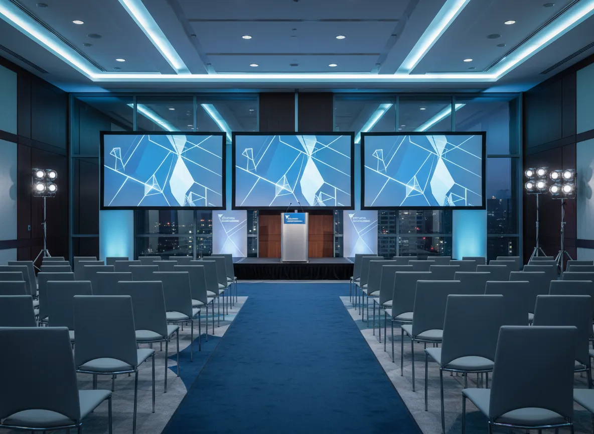 Corporate event rentals Detroit with stage and seating