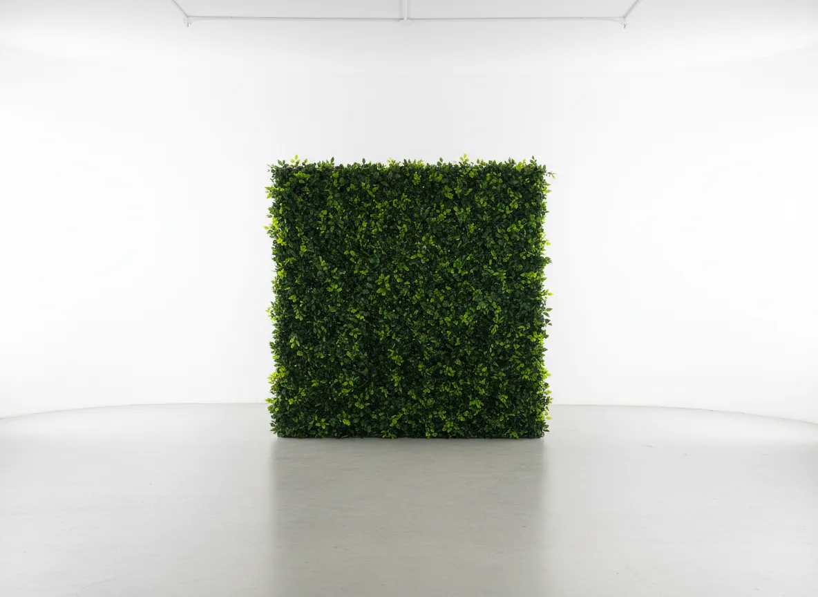 Green hedge wall rental Detroit photo booth backdrop