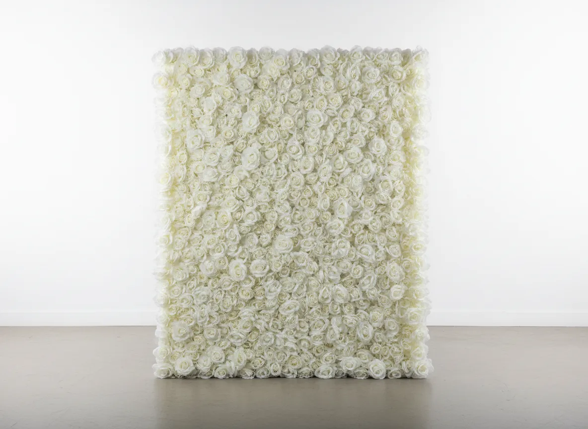 white flower wall wedding backdrop Detroit head table