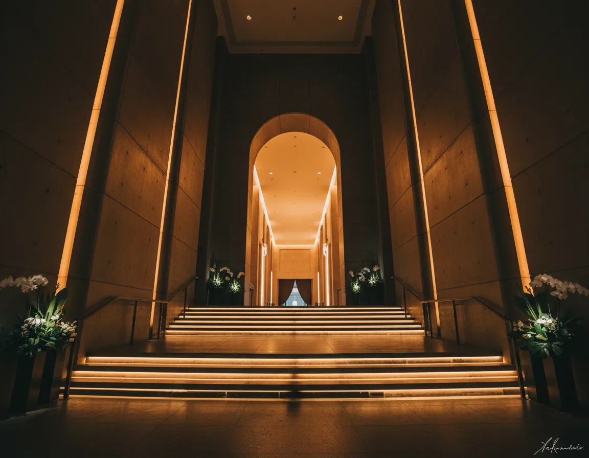 Custom grand entrance build with steps and backdrop