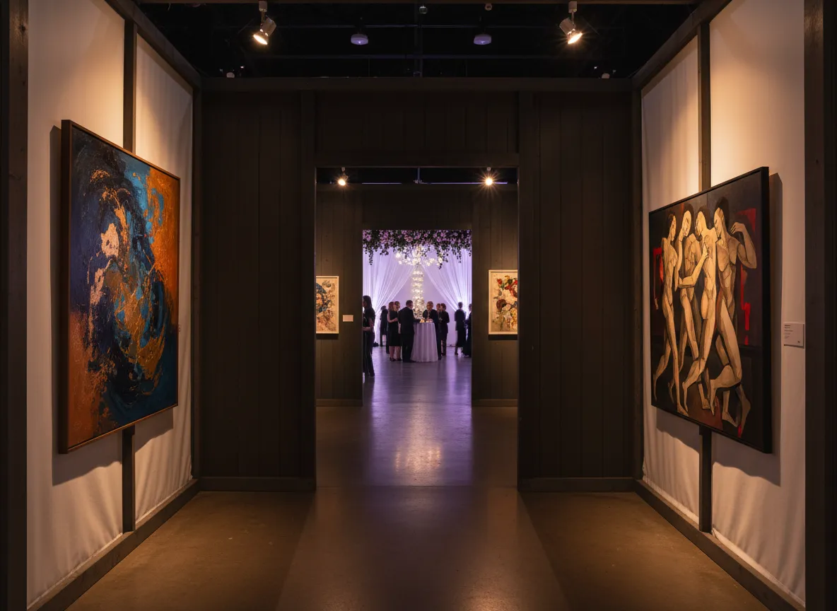 Pop-up art gallery entrance installation within event