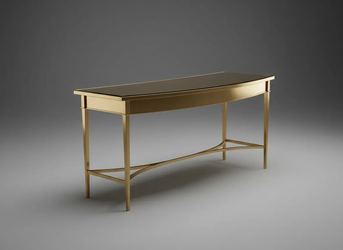 Gold mirror crescent head table rental Detroit with luxury floral decor