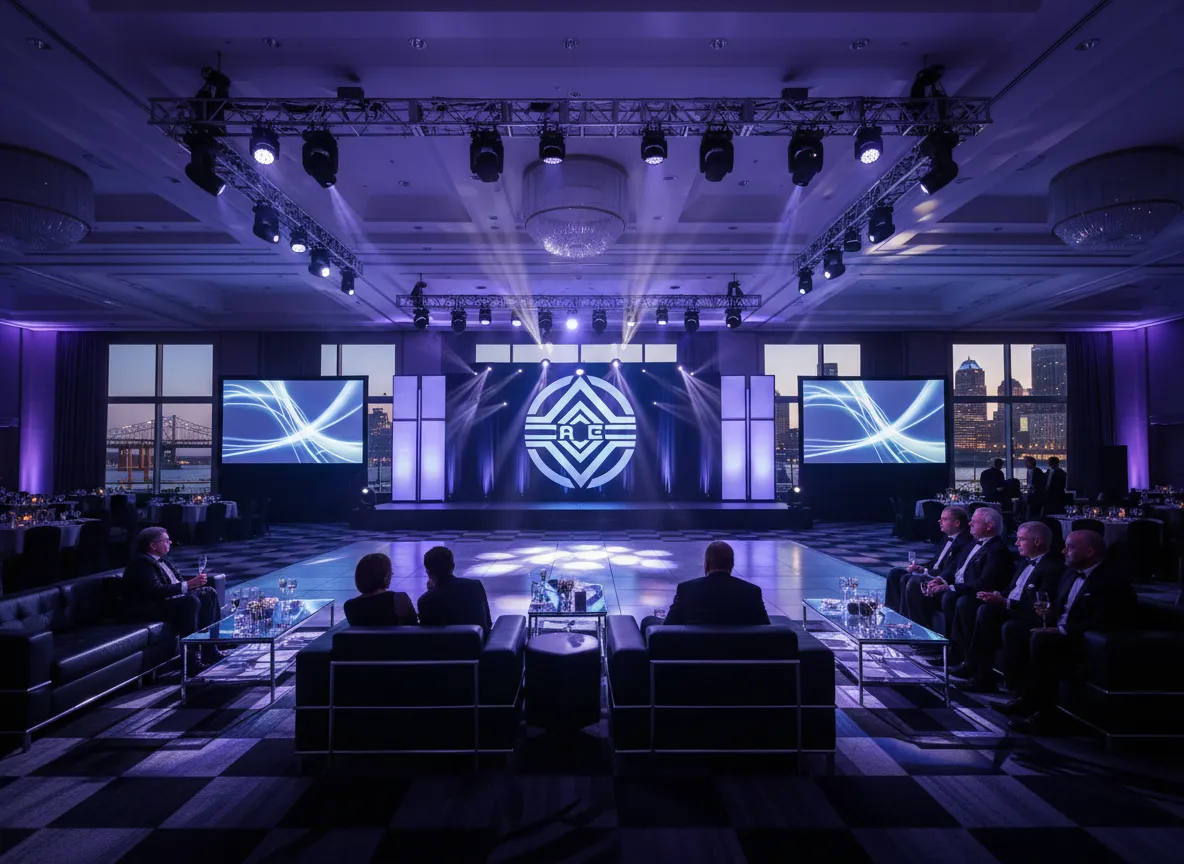 Corporate gala production with Detroit event rental partners