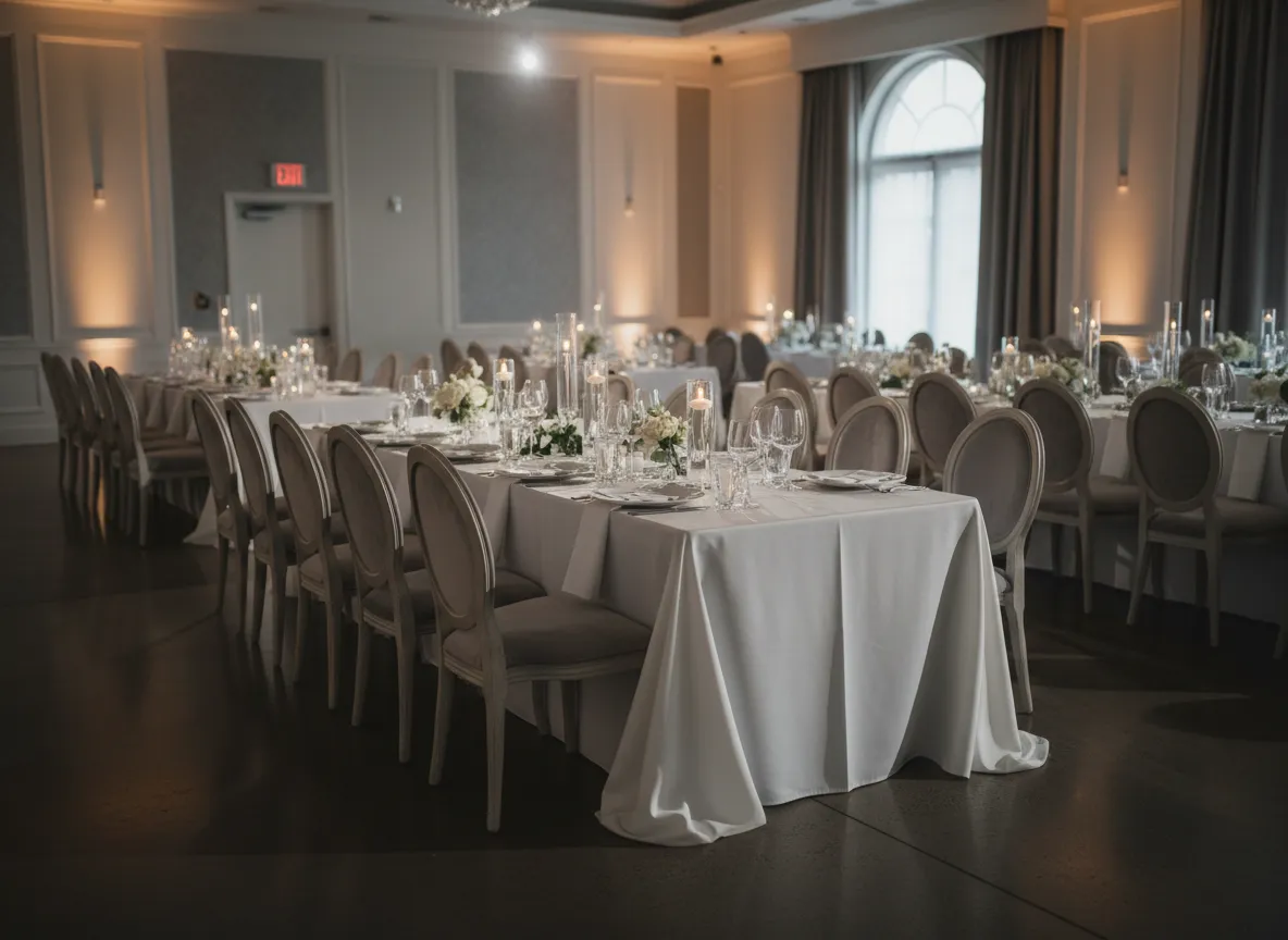 Detroit wedding decor rentals luxury reception setup with seating, tables, decor, and lighting from ACE Events & Rentals