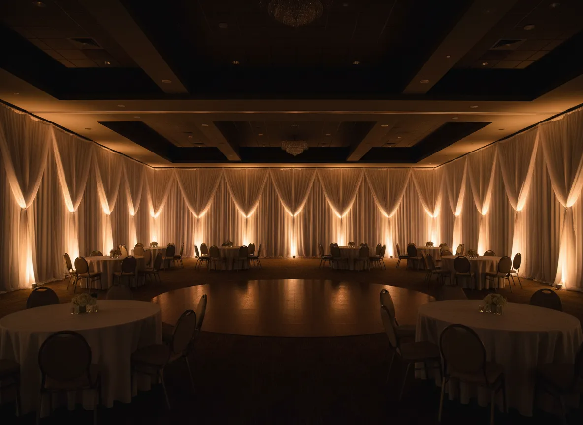 All around wall draping installation in Detroit ballroom