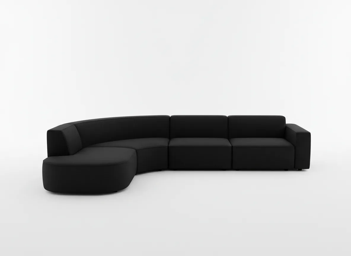 crescent couch rental Detroit black sectional studio image