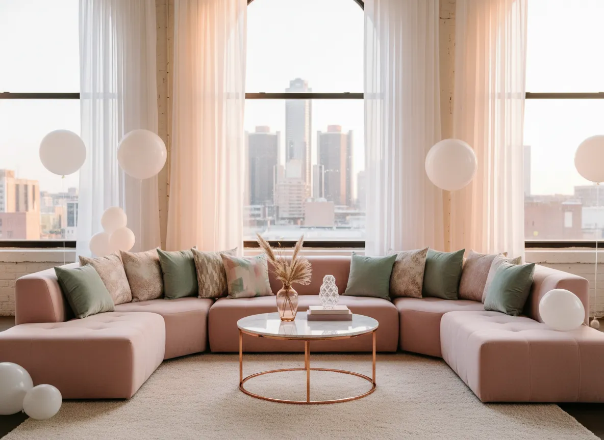 cloud couch rental Detroit pink lounge seating at event