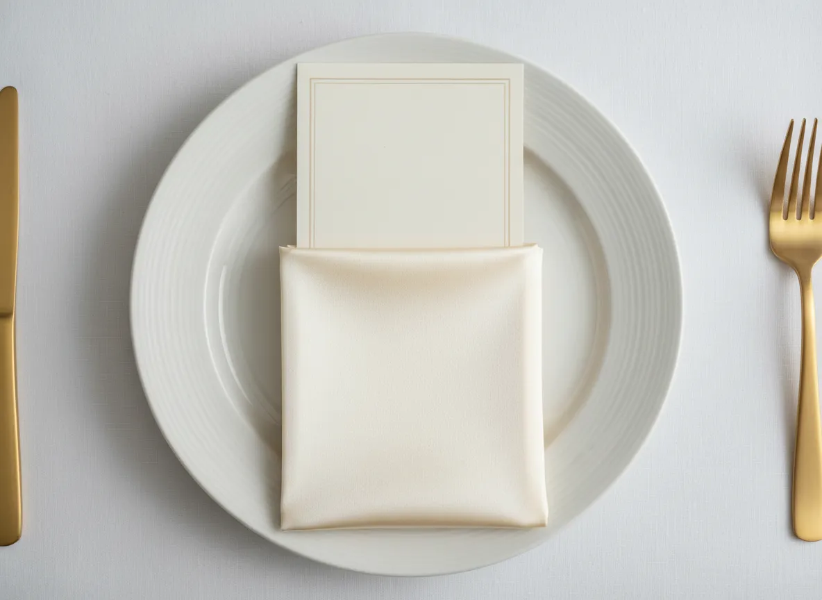 Pocket fold napkin with menu card at Detroit wedding reception