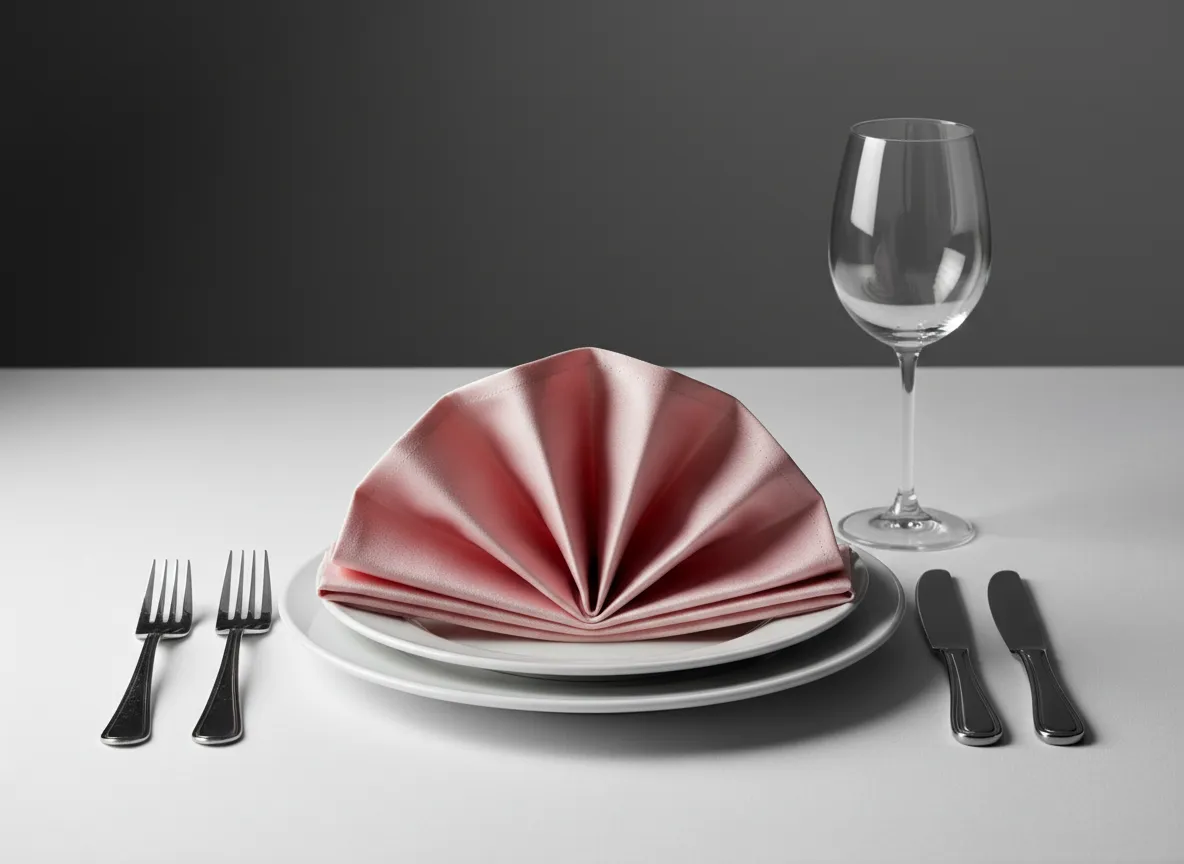 Classic folded blush pink wedding napkin rental Detroit