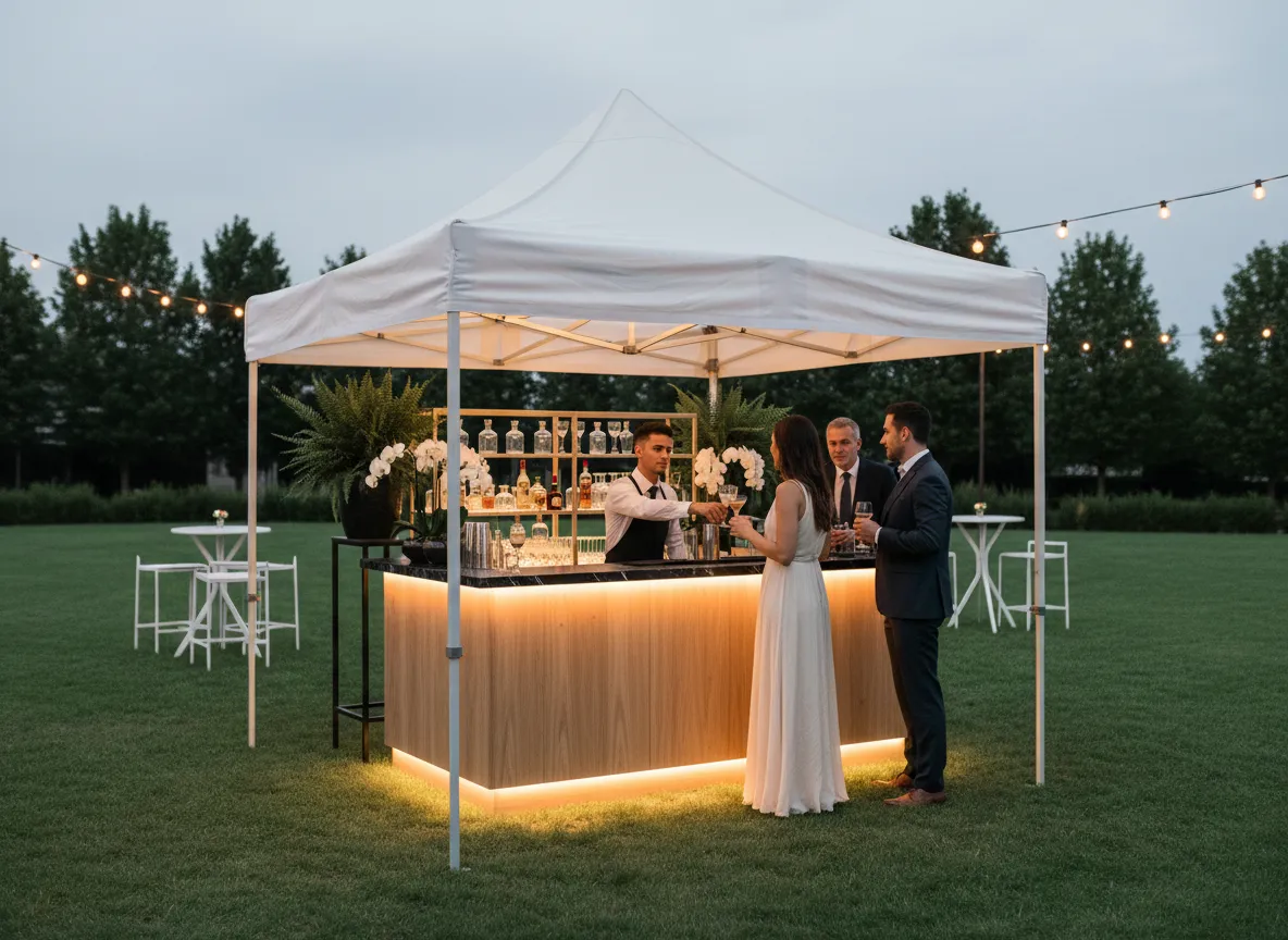 outdoor canopy tent Detroit cocktail reception