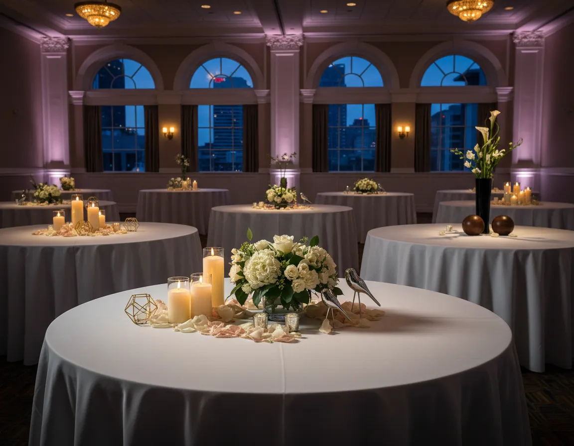 Detroit event decor and centerpiece rentals on round tables