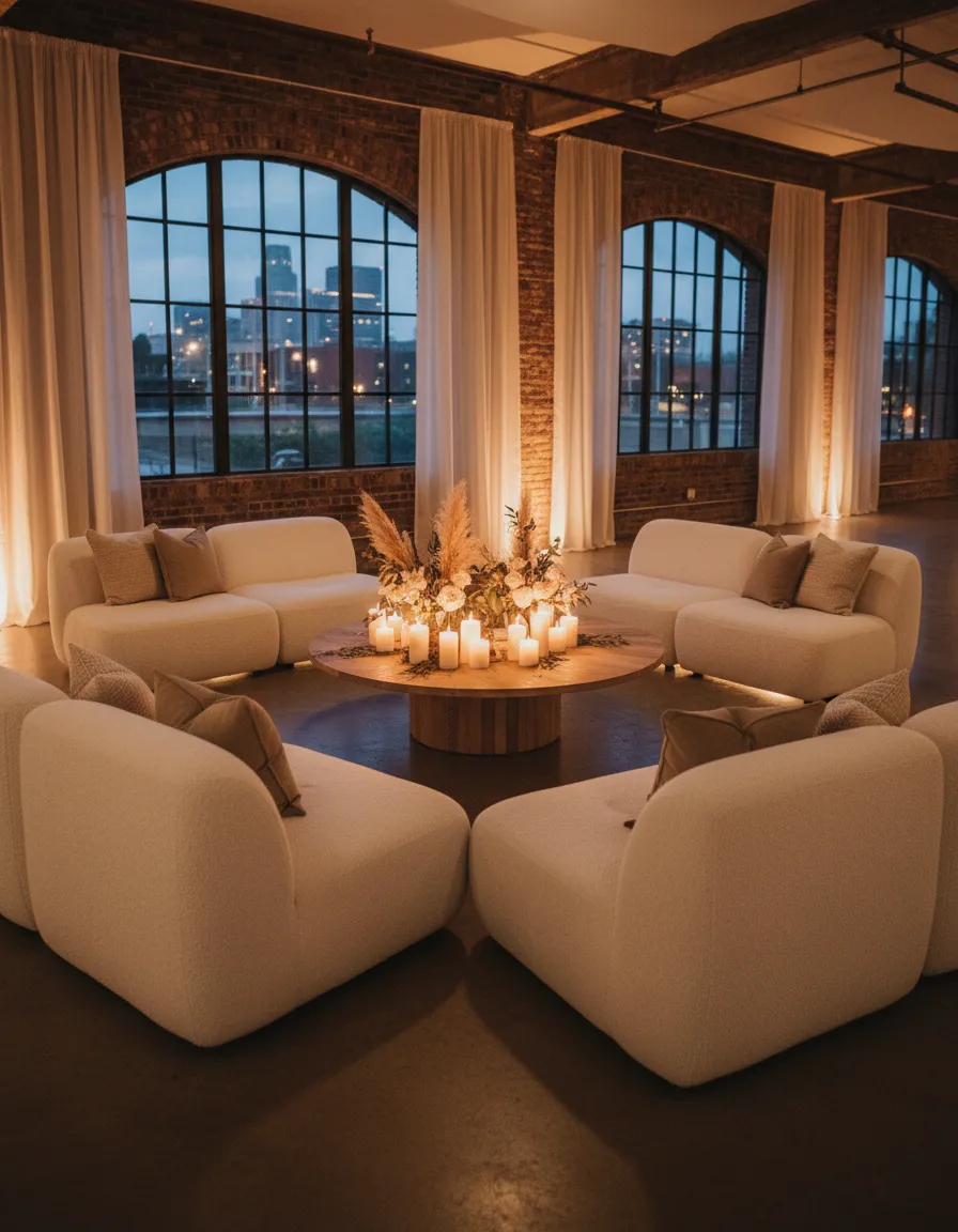 event lounge couch rental Detroit ivory cloud couch