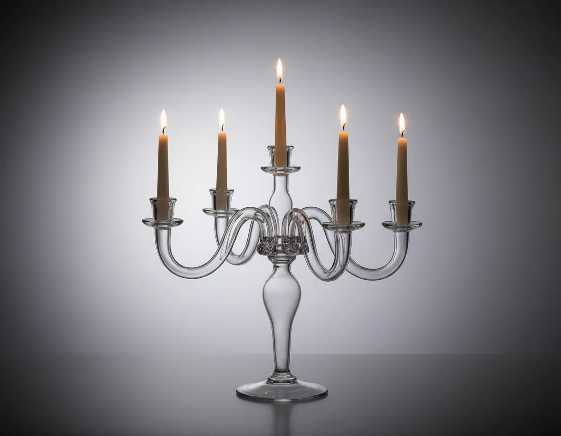 Glass curved arm candelabra wedding centerpiece rental Detroit