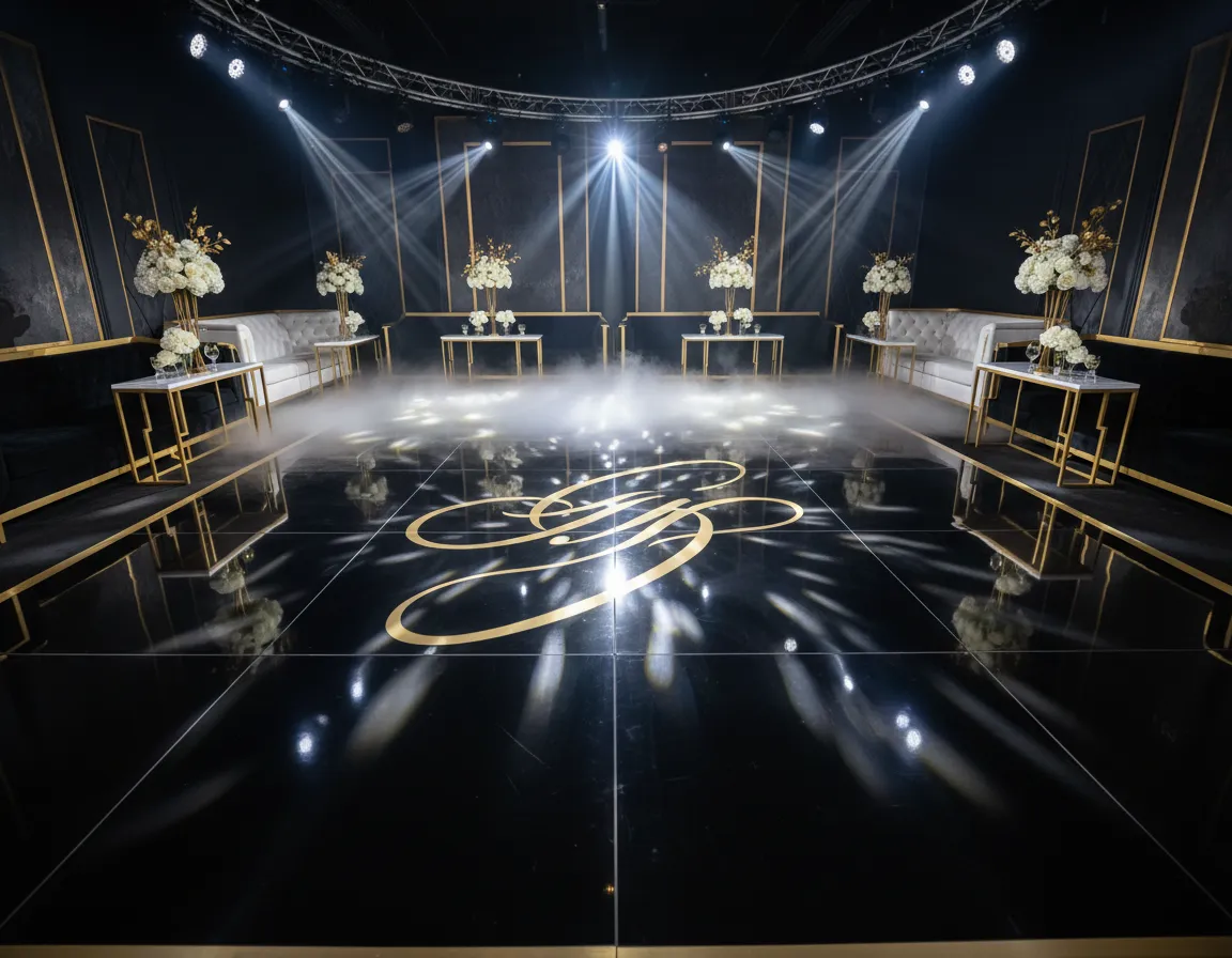 Custom dance floor with special effects lighting