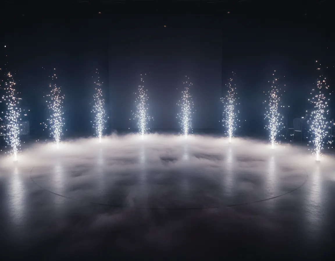 Cold sparklers and fog machine special effects on Detroit dance floor