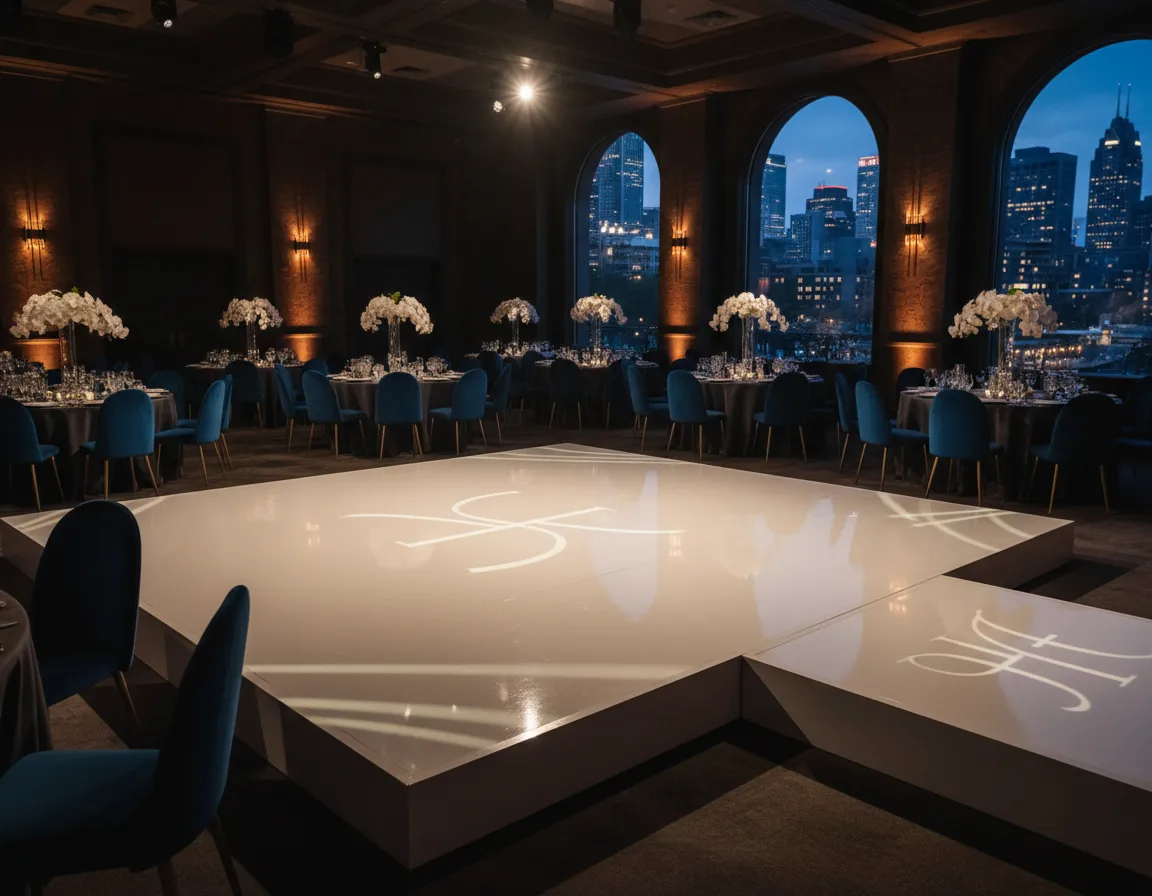 Custom dance floor rental with runway in Detroit event