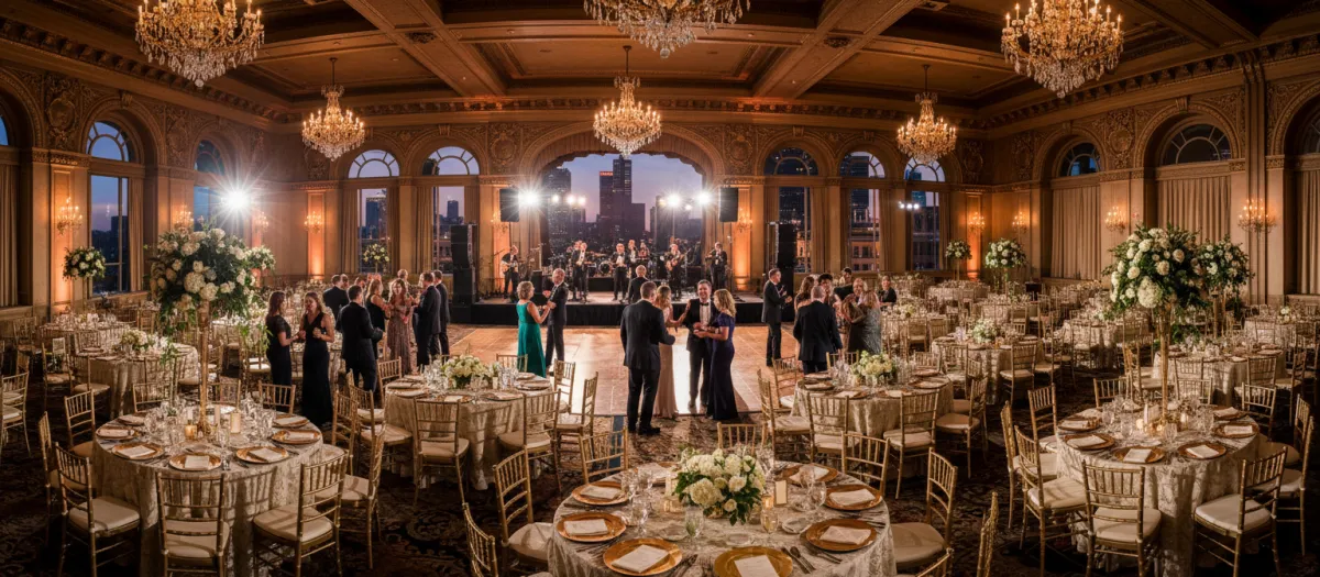 Elegant ballroom wedding with ACE Events & Rentals and Detroit wedding planner partnerships