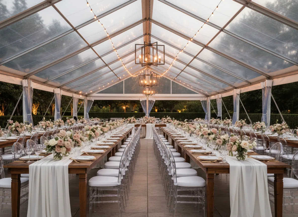 wedding tent rental Detroit with elegant decor