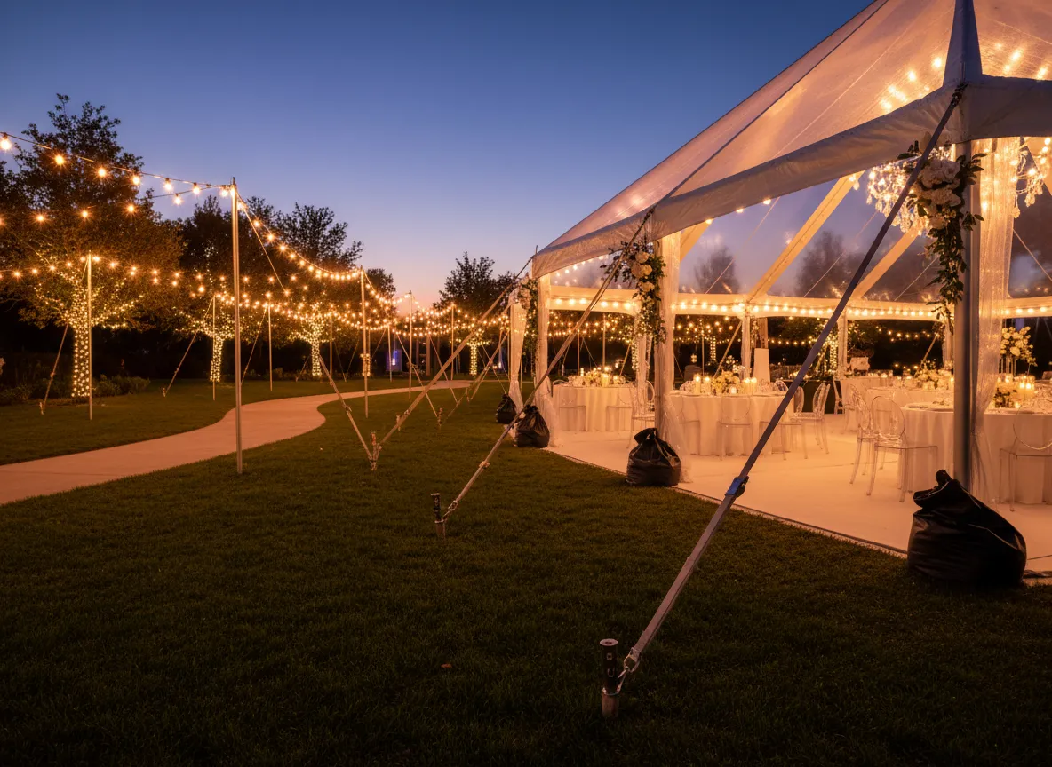 outdoor canopy tent Detroit evening wedding