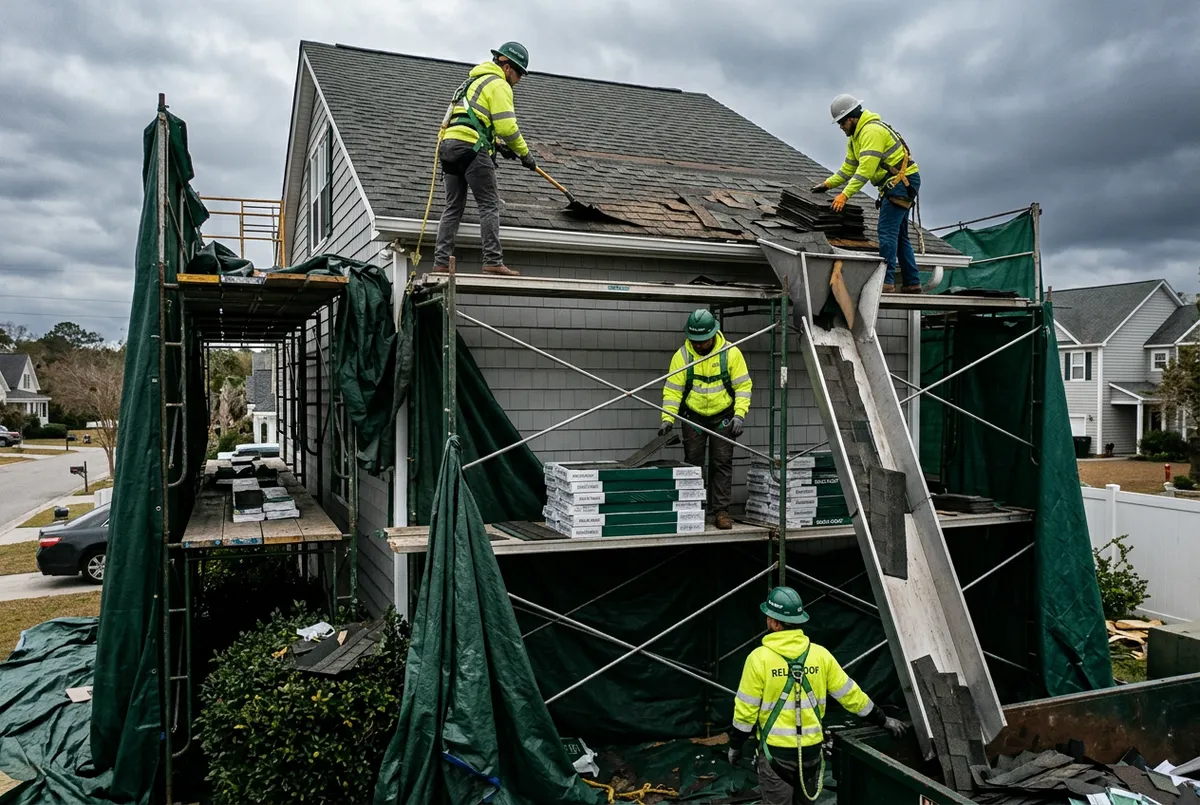 Storm damage repair and re-roof